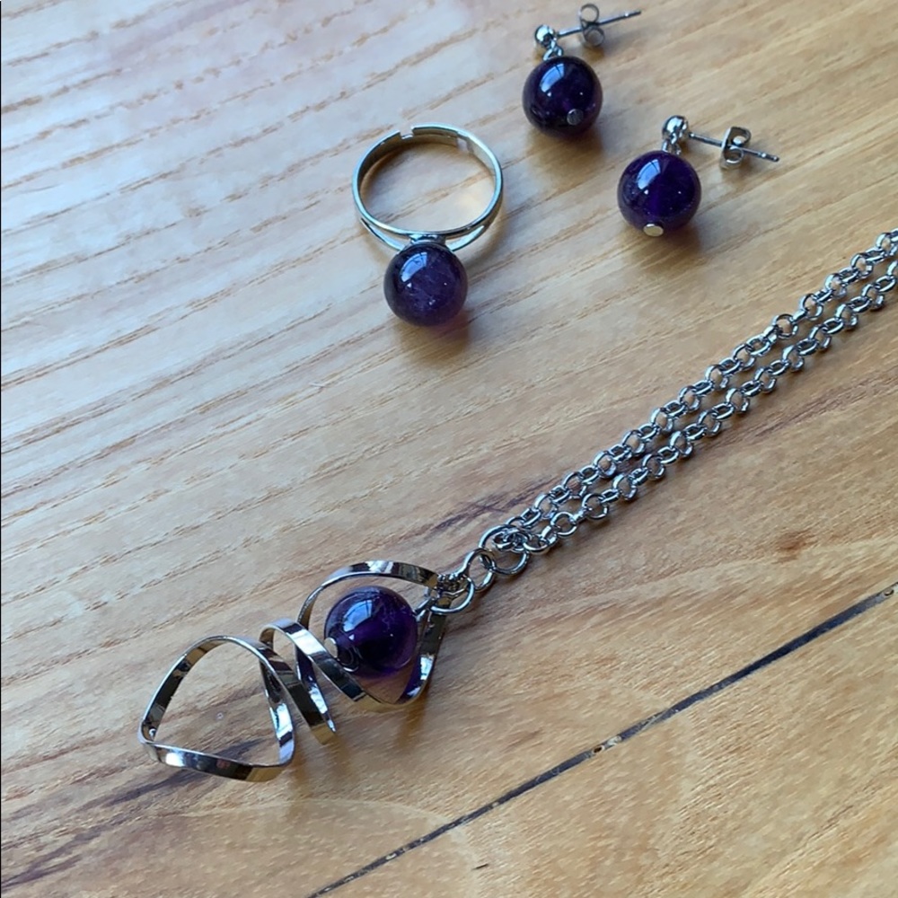 Amethyst jewelry set + free gift 🎁